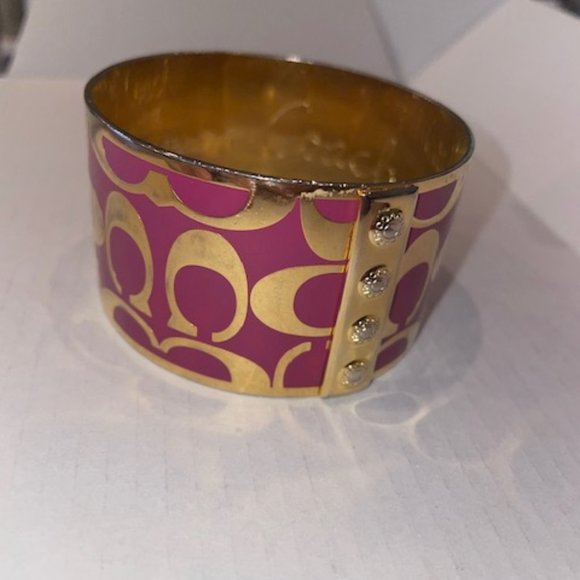 Vintage Coach Cuff Bracelet - Pink and Gold - Picture 4 of 7